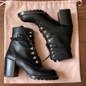 Stuart Weitzman Kolbie Chain Block Heel Booties